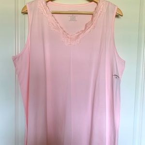 Christmas & Banks Sleeveless Knit Tee with Lace Accent